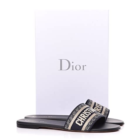 dior dway mule blue|CHRISTIAN DIOR Canvas Embroidered Dway Mules Slide.